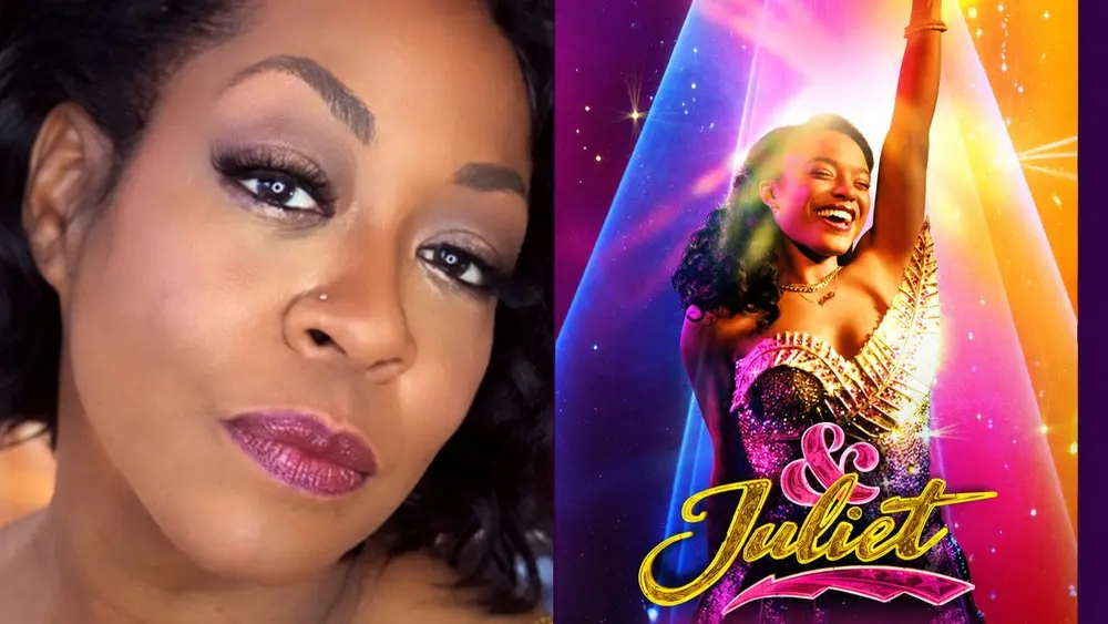 Tichina Arnold fará sua estreia na Broadway em “& Juliet”; montagem reúne o retrato da atriz e o cartaz do musical.